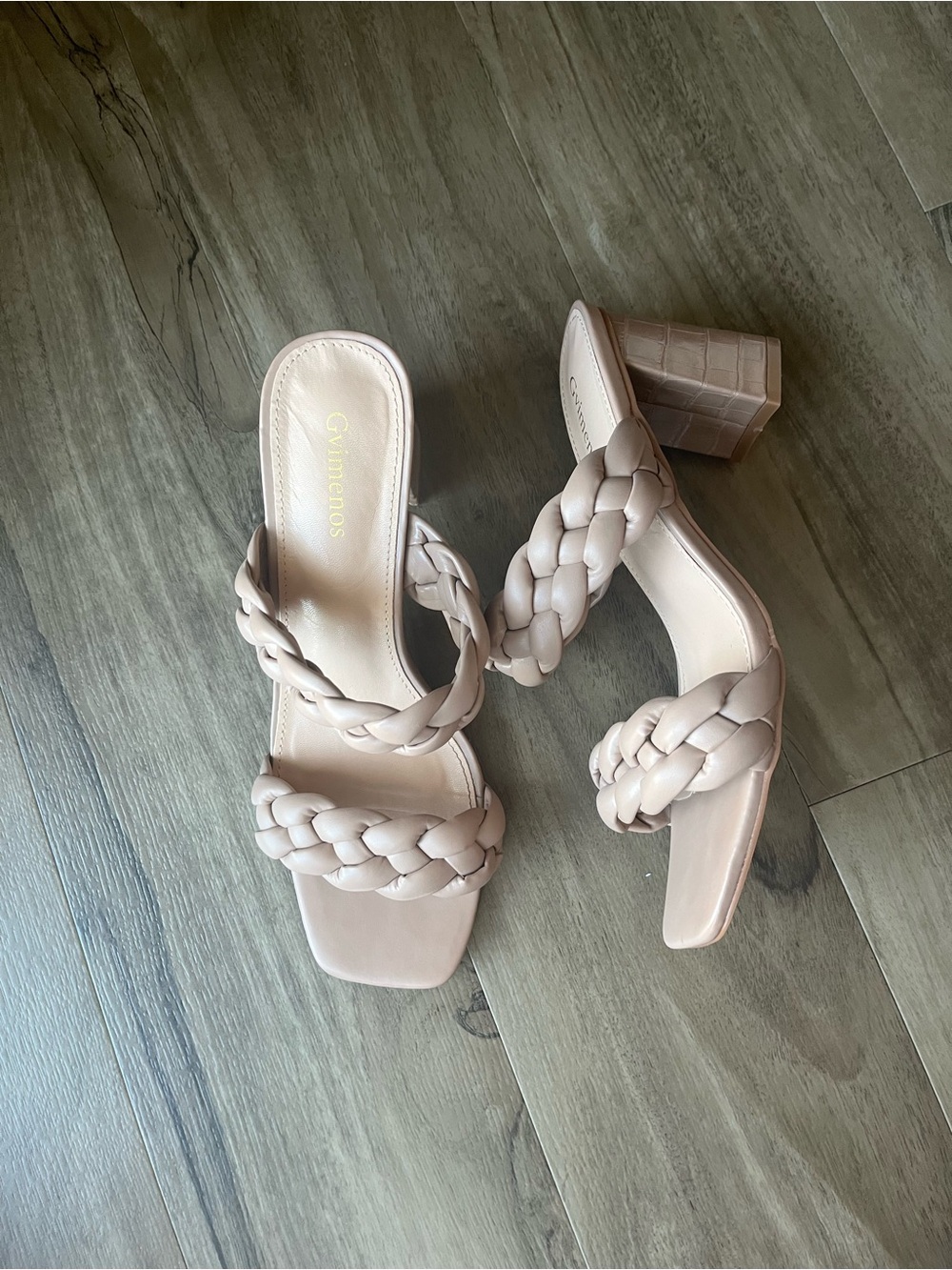Nude Braided Block Heel Sandals